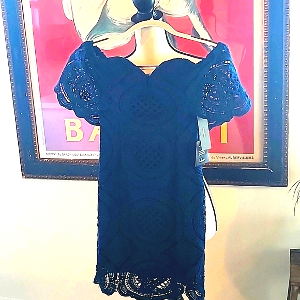 Lulus Bellisimo Off the Shoulder Crochet Lace Mini Dress.